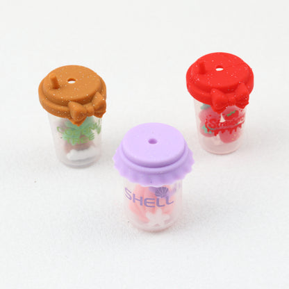 3D Shell Coconut Tree Glitter Bottle Silicone Focal Beads 10pcs 2