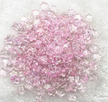 Pentagonal Star Glass Beads 8mm Transparent Pastel Colors 30pcs 15