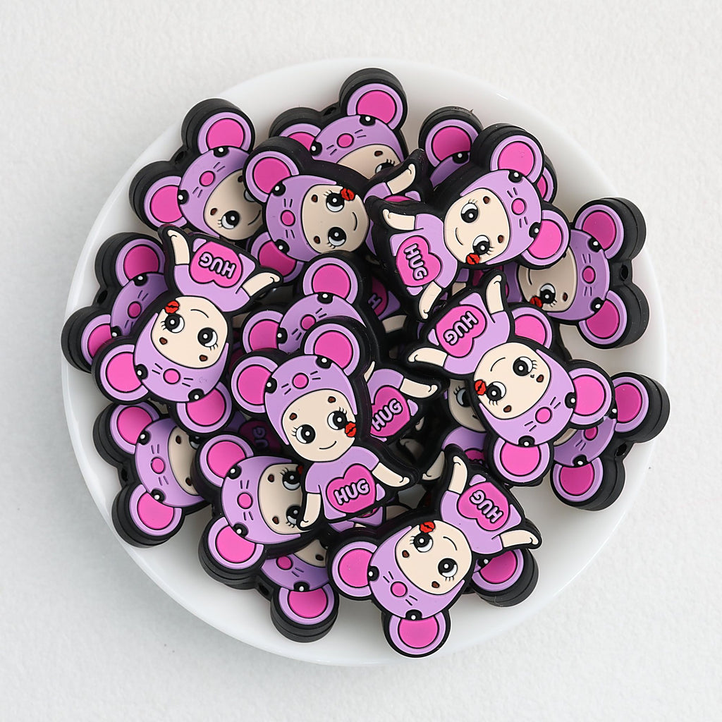 Colorful Animal Character Silicone Focal Beads 20pcs