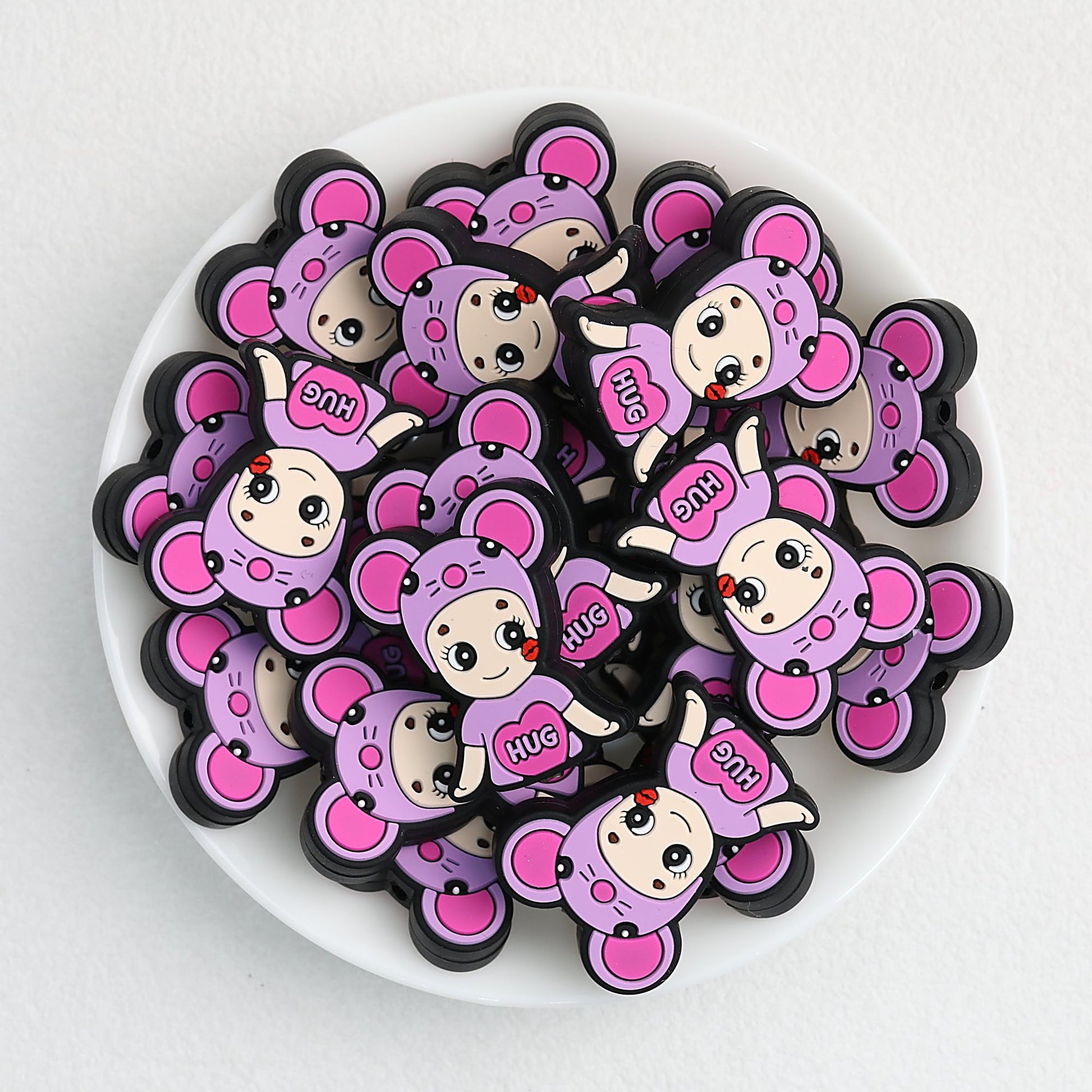 Colorful Animal Character Silicone Focal Beads 20pcs