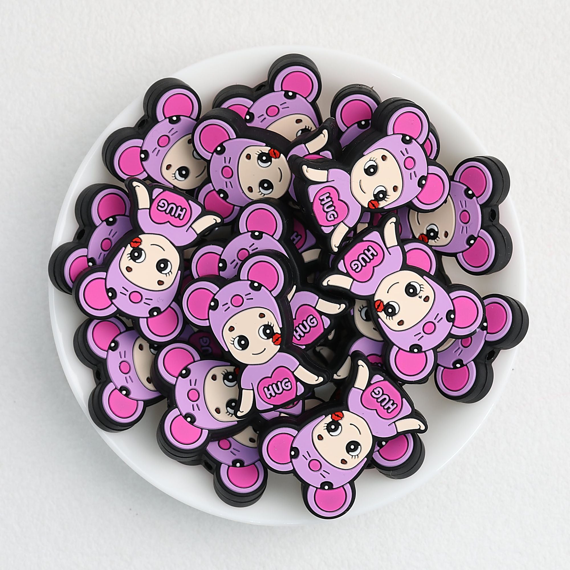 Colorful Animal Character Silicone Focal Beads 20pcs