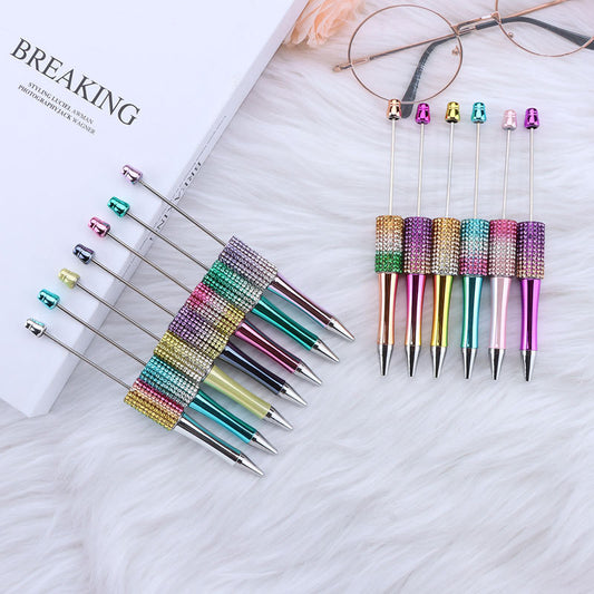 Beadable Pen with Rhinestone Grip and Decorative Cap Multiple Colors