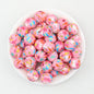 Easter Pattern 15mm Silicone Beads Printed Design 50pcs - Rose Red