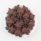3D Brown Werewolf Silicone Focal Beads Wholesale, Halloween Red-Eyed Design