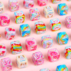Rainbow Bear Acrylic Square Beads 14mm Oil Painting Print 10pcs