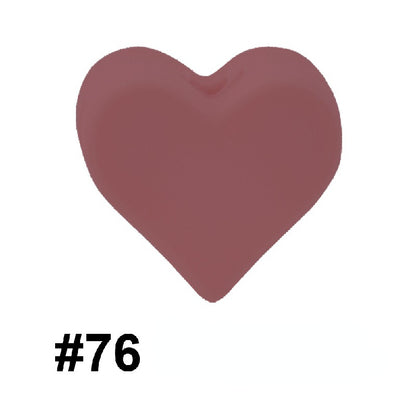 Colorful Pastel Mix Heart 14mm Silicone Beads Solid Color Matte Finish 50pcs 34