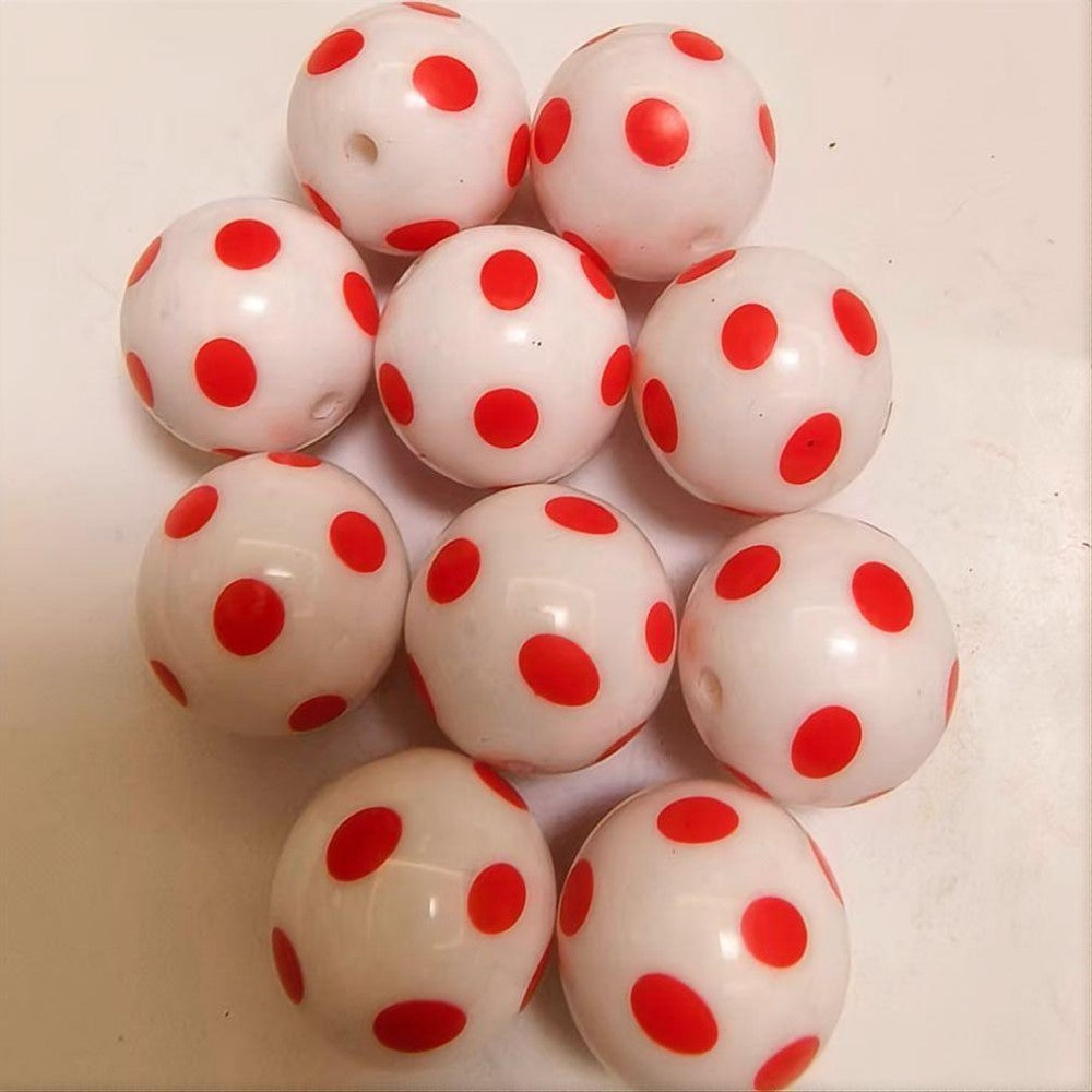 Polka Dot Bubblegum Beads 20mm Acrylic Round Beads 10pcs 3