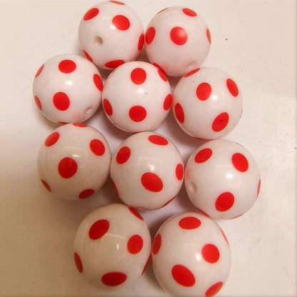 Polka Dot Bubblegum Beads 20mm Acrylic Round Beads 10pcs 3