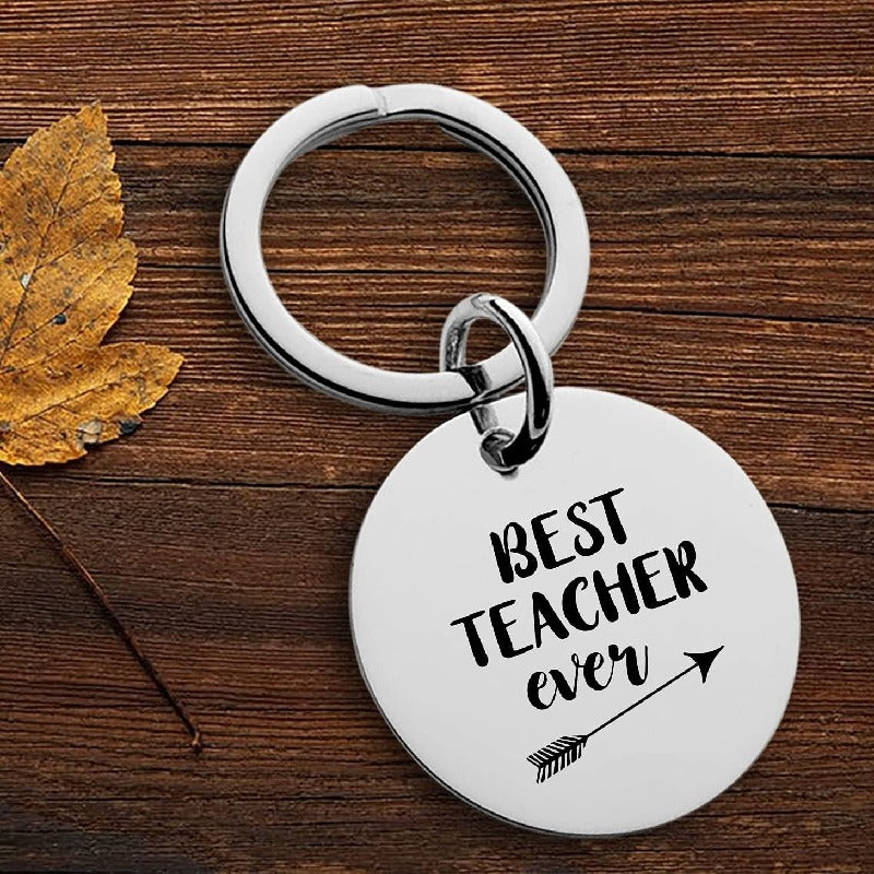 Stainless Steel Teacher Keychain Polished Silver Arrow Design 2