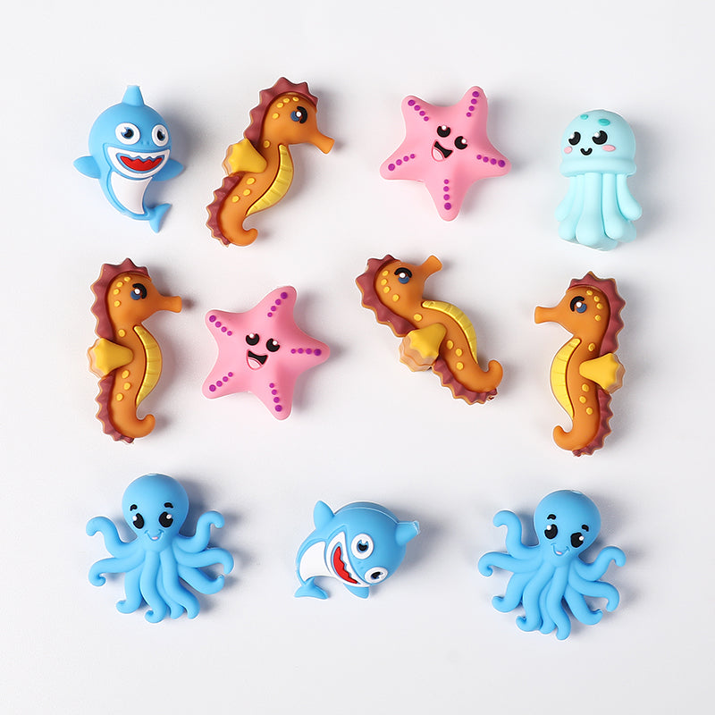 Silicone 3D Focal Beads Marine Animals Starfish and Seahorse Detailed Shapes 20pcs 4