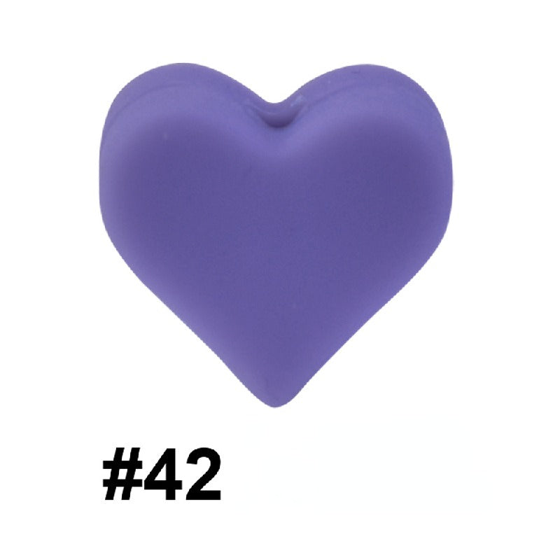 Colorful Pastel Mix Heart 14mm Silicone Beads Solid Color Matte Finish 50pcs 19