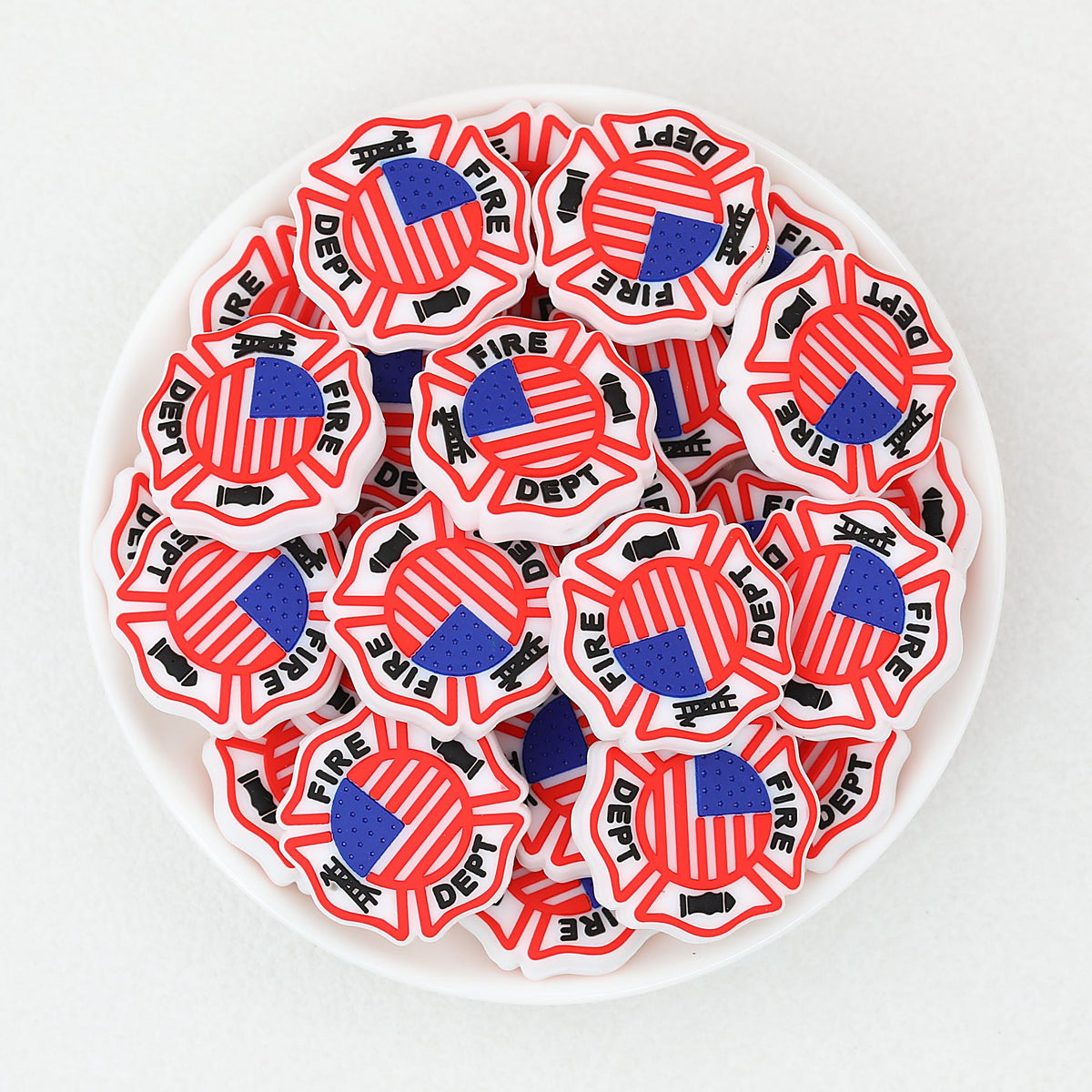 Firefighter Badge Silicone Focal Beads 20 pcs