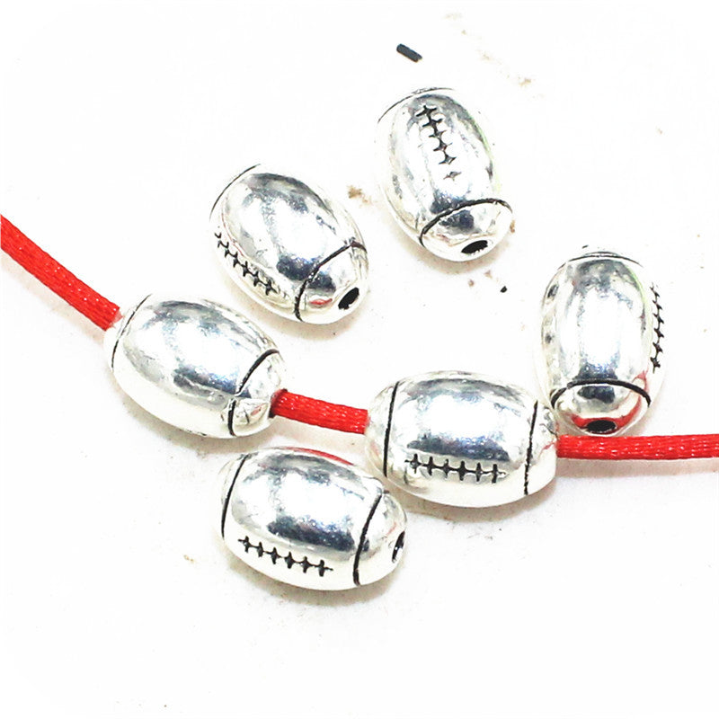 Rugby Metal Beads 11mm Antique Silver Tone Alloy 50pcs 3