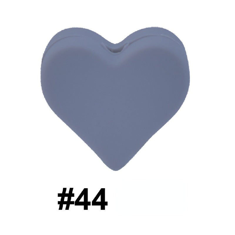 Colorful Pastel Mix Heart 14mm Silicone Beads Solid Color Matte Finish 50pcs 21