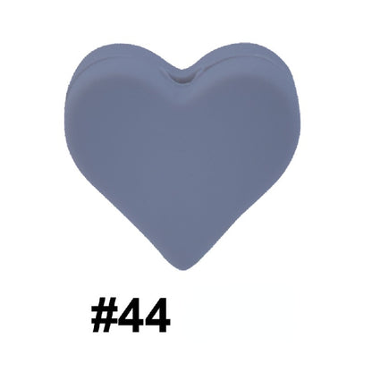 Colorful Pastel Mix Heart 14mm Silicone Beads Solid Color Matte Finish 50pcs 21