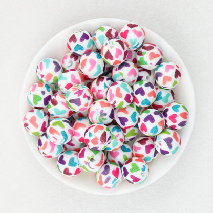 15mm Printed Cartoon Pattern Silicone Round Beads 50pcs 6