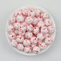 15mm Colorful Polka Dot Print Round Silicone Beads  50pcs - Scarlet