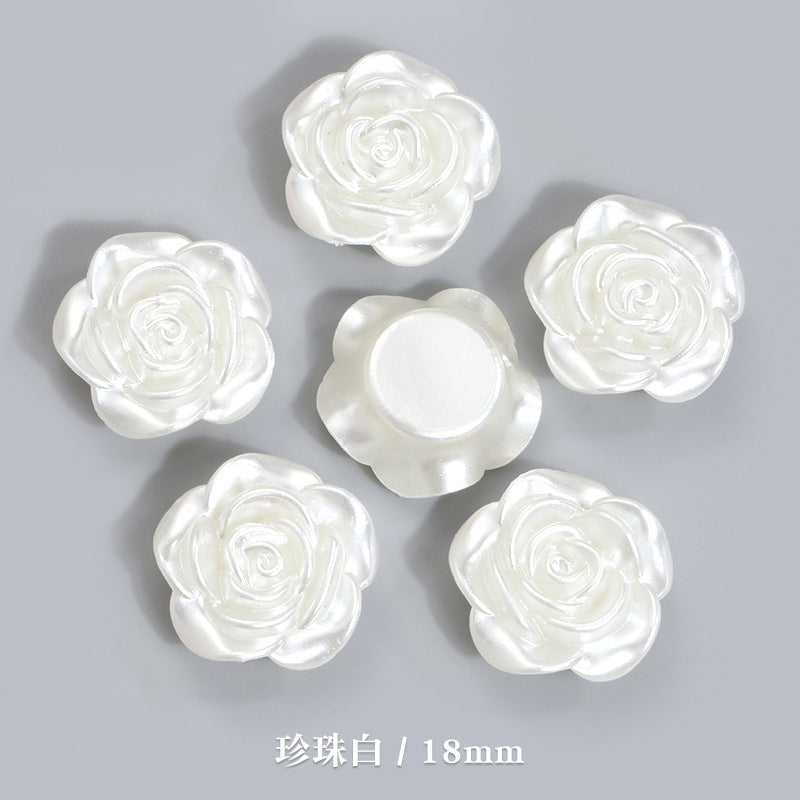 Pearl Imitation Camellia Acrylic Beads 10-18mm ABS Plastic 50pcs 7