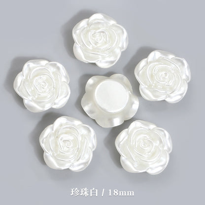 Pearl Imitation Camellia Acrylic Beads 10-18mm ABS Plastic 50pcs 7