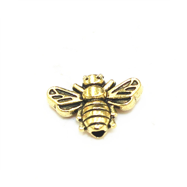 Bee Metal Beads 12mm 3D Antique Silver and Gold Tone 60pcs 2