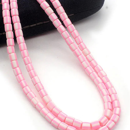 Cylindrical Clay Beads 6mm Two-Color Striped Matte Finish 10strands 630pcs 10