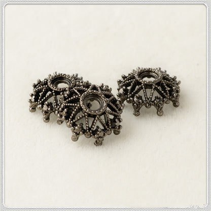 Alloy Sunflower Bead Caps 9mm 11mm 13mm Hollow Tibetan Style 200pcs 6