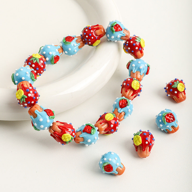 Dessert Theme Glass Cupcake Beads 15x13mm 5pcs 2