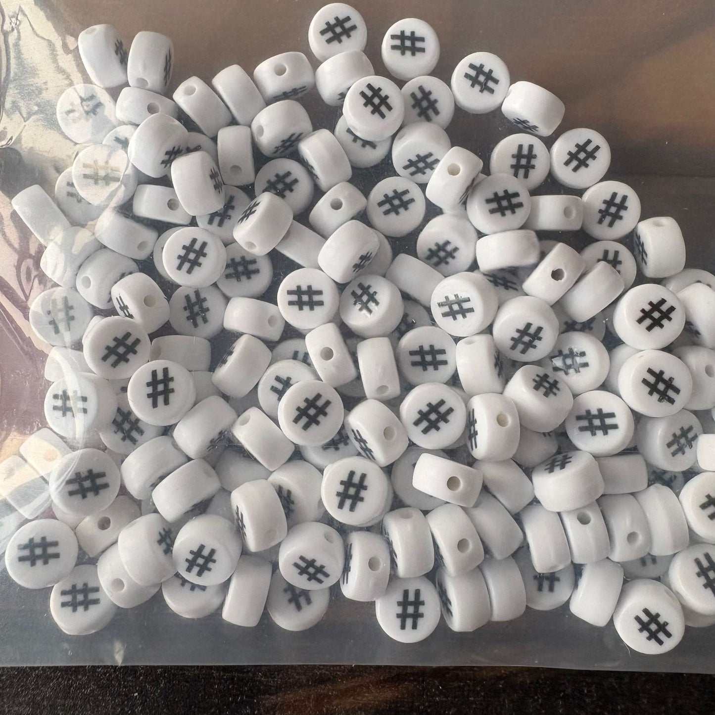Special Character Flat Acrylic Beads 7mm 10pcs per Pack 14