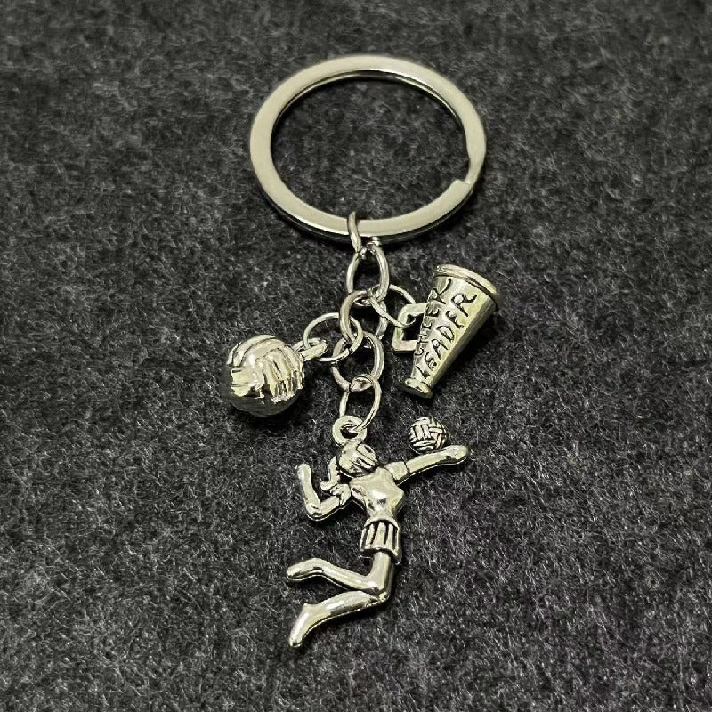 Alloy Horn Volleyball Player Keychain Metal Sports Charm 7
