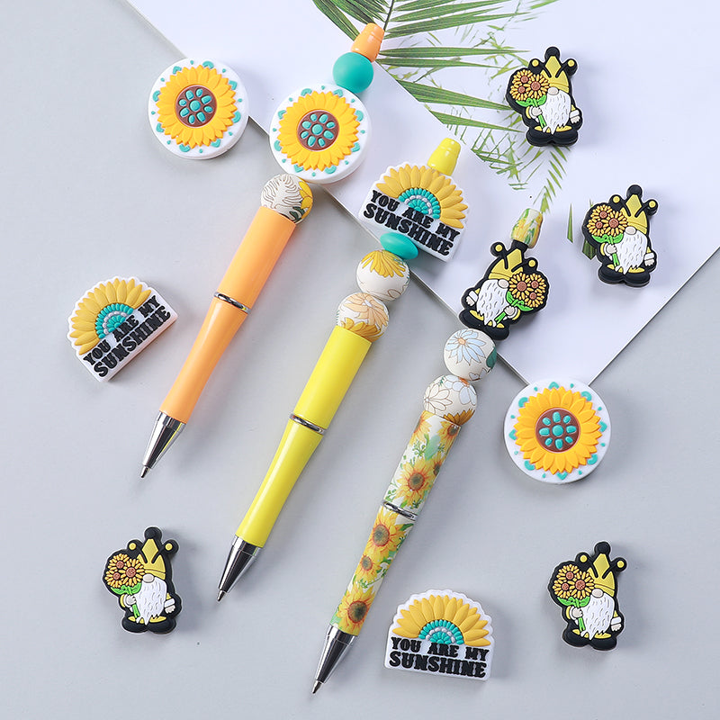 Silicone Focal Beads Daisy You Are My Sunshine Text 20pcs 9