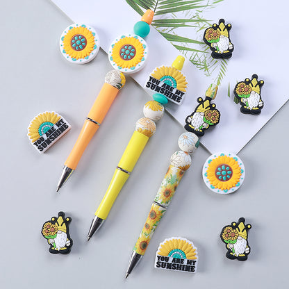 Silicone Focal Beads Daisy You Are My Sunshine Text 20pcs 9