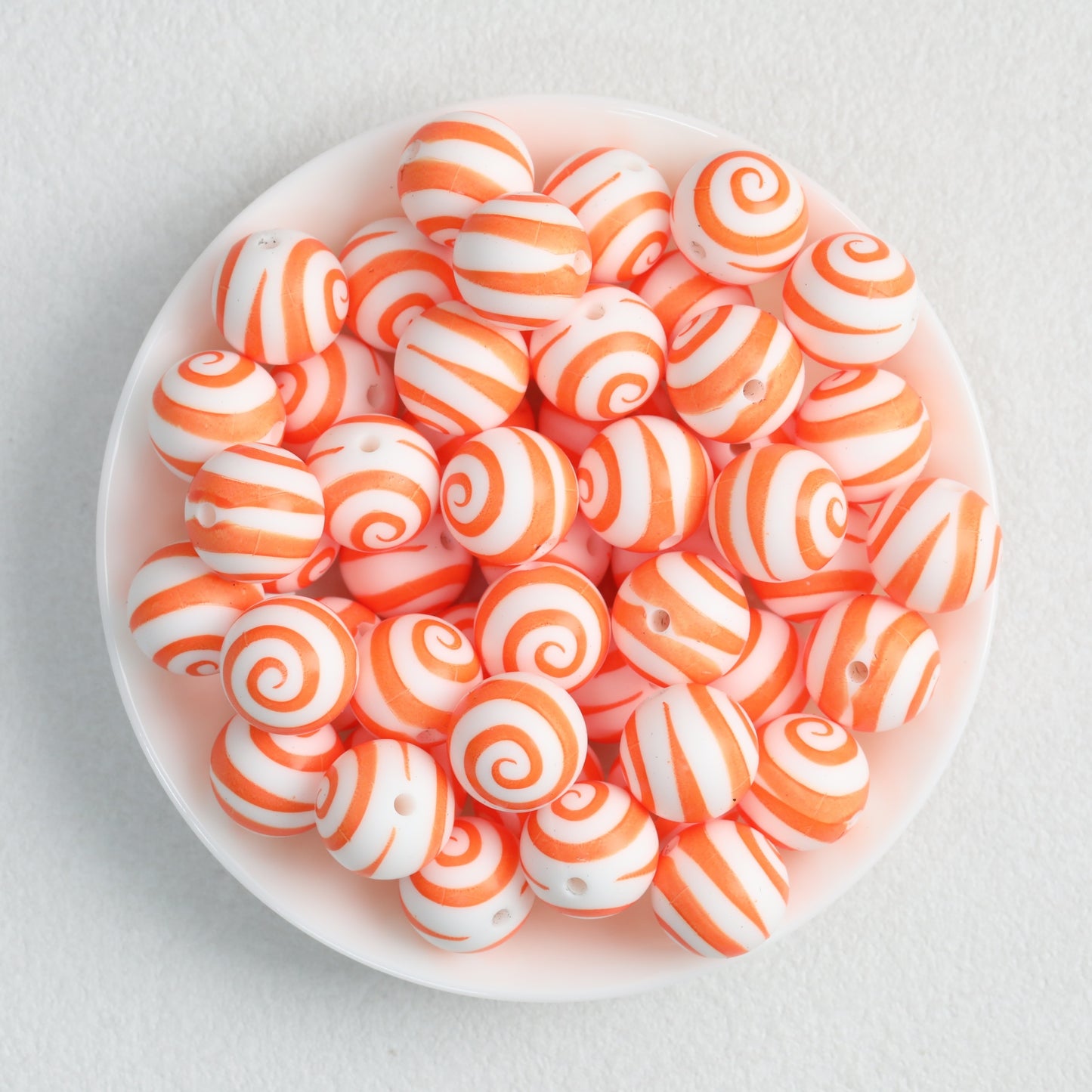 Colorful 15mm Swirl Pattern Priented Round Silicone Beads 50pcs 5
