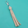 PU Leather Tassel Keychain 9cm Strips Silver Lobster Clasp 7
