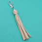 PU Leather Tassel Keychain 9cm Strips Silver Lobster Clasp 7