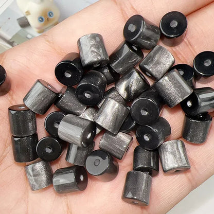 Gradient Color Cylindrical Resin Beads 8mm Glitter Effect 10pcs 10