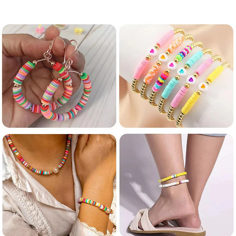 Multicolor Flat Clay Beads 6mm Polymer Heishi Disc 1box 17grids 3