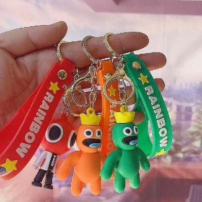 Silicone Rainbow Friends Cartoon Character Keychain with Star Strap 2