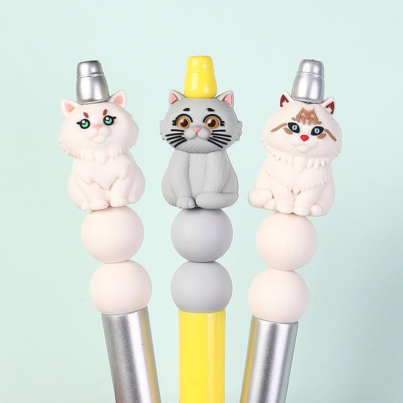 3D Cute Persian Maine Cat Silicone Focal Beads 20pcs 6