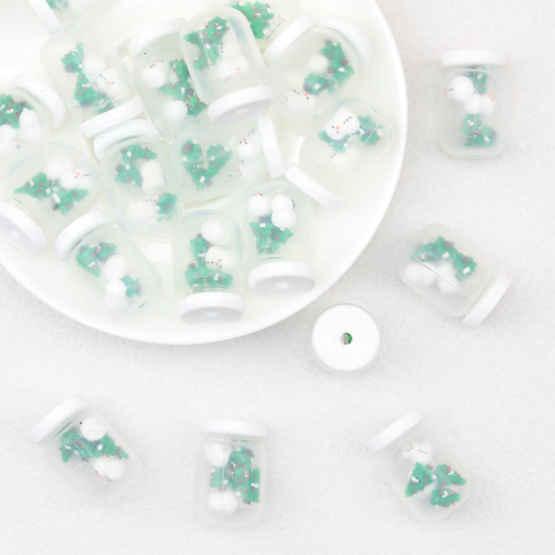 Silicone 3D Christmas Tree Focal Beads Snowman Decoration 20pcs 3