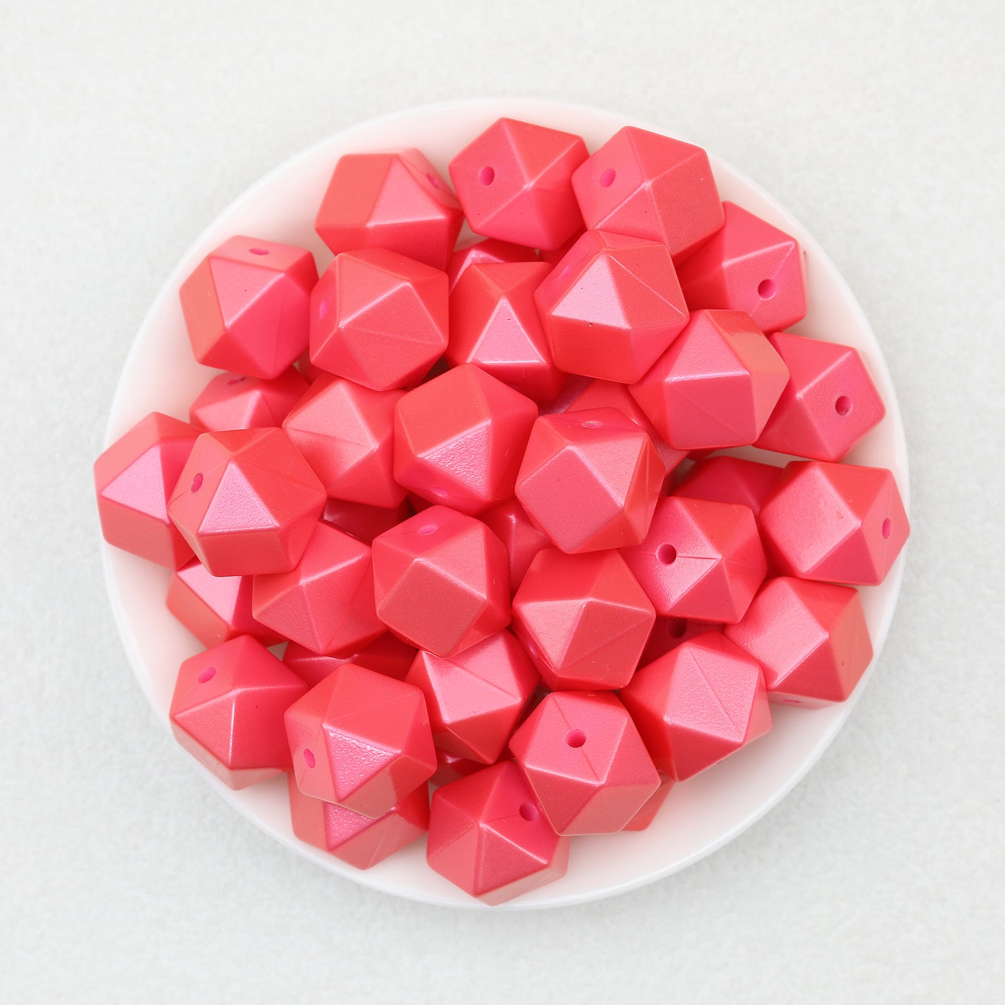 14mm Metallic Hexagon Silicone Beads 50pcs 6