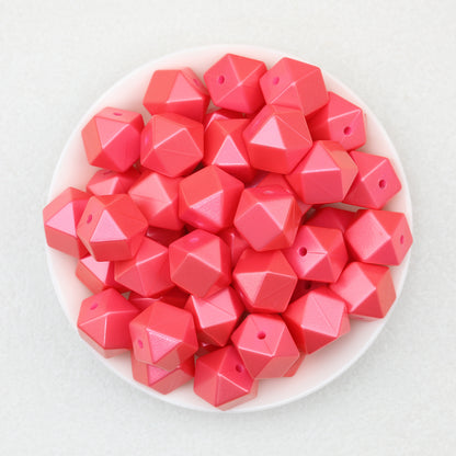 14mm Metallic Hexagon Silicone Beads 50pcs 6
