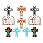Silicone Focal Beads Bible Cross Leopard Print and Birthday of Jesus 20pcs