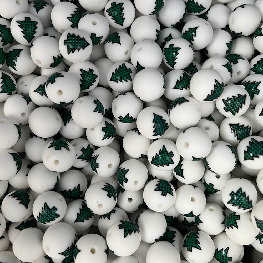 8-Christmas Printed Silicone beads