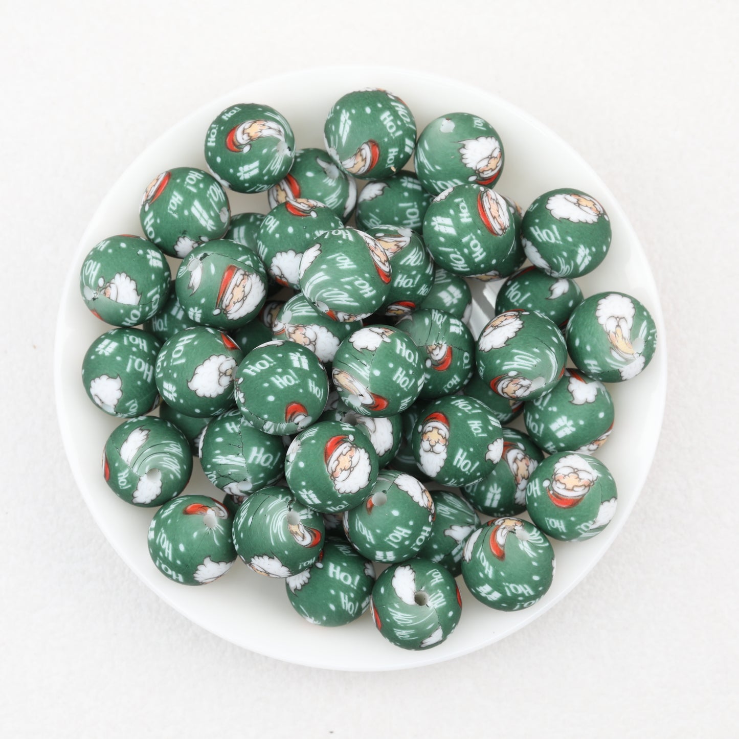 Christmas Santa Claus 15mm Silicone Beads Printed 50pcs 2