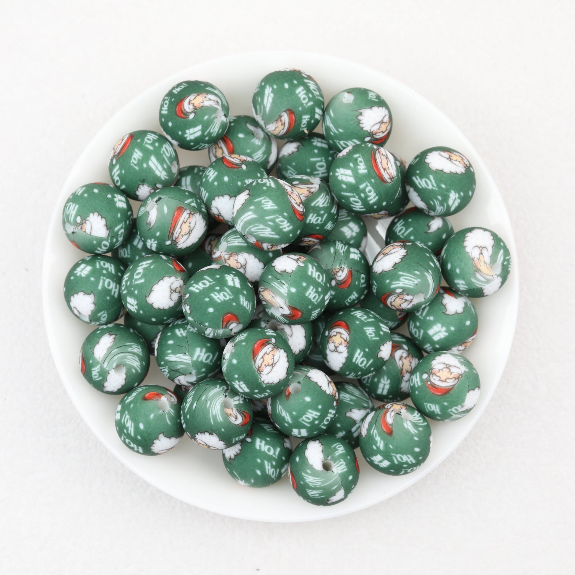 Christmas Santa Claus 15mm Silicone Beads Printed 50pcs 2