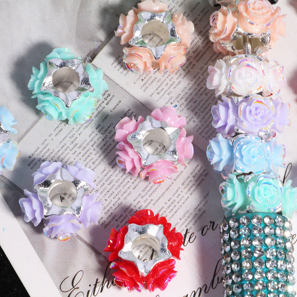 Rose Design 16mm Alloy Spacer Beads 10pcs 2