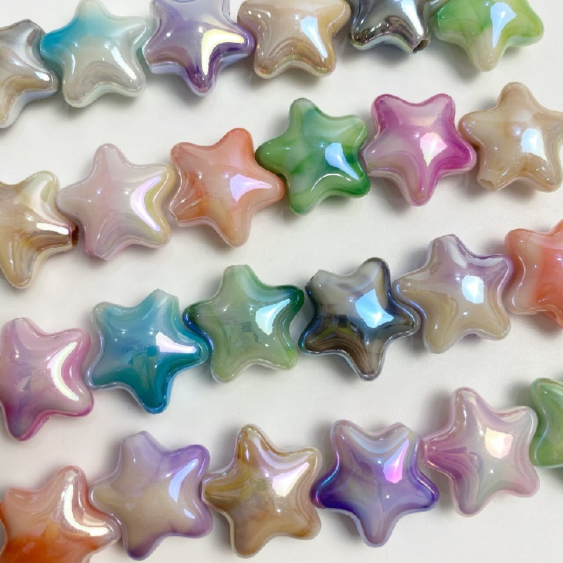 UV Finish Gradient Star Acrylic Beads 22x10mm Multicolor Pastel 50pcs 4