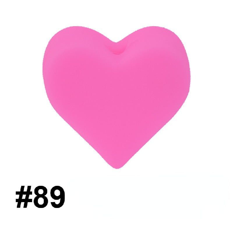Colorful Pastel Mix Heart 14mm Silicone Beads Solid Color Matte Finish 50pcs 41