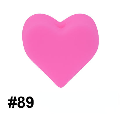 Colorful Pastel Mix Heart 14mm Silicone Beads Solid Color Matte Finish 50pcs 41
