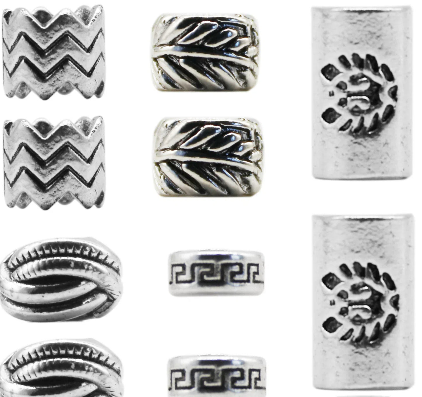 Vintage Metal Beard Beads Viking Nordic Pattern 5pcs 10